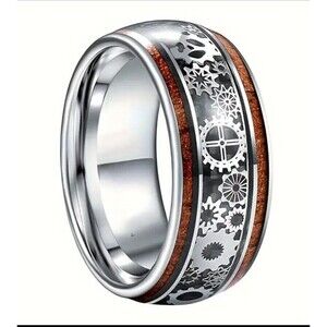 Men's Silver Ring surrounded with GEARS Size 8